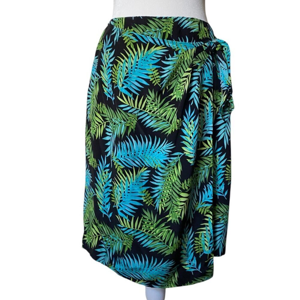 Coldwater Creek 100% Silk Wrap Skirt Knee Length Tropical